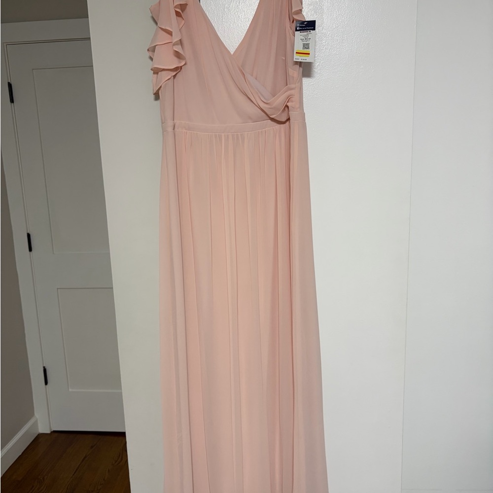 Chaps Light Pink Maxi Dress with Ruffle Sleeves